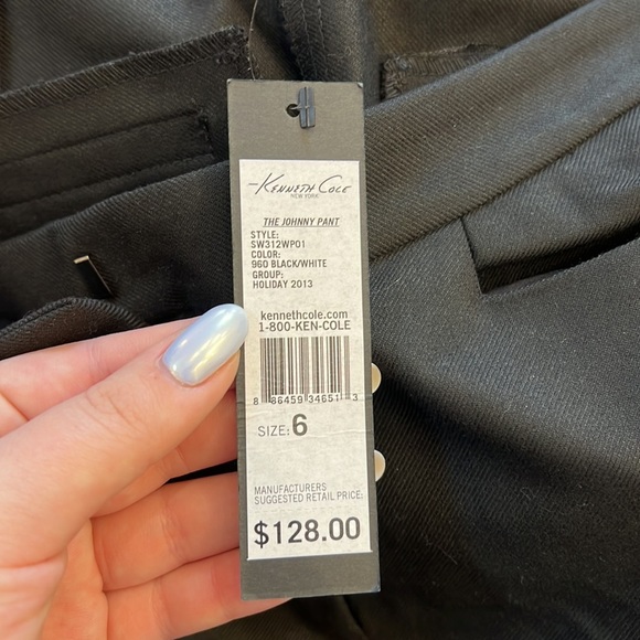 Nwt KENNETH COLE BLACK PANTS WITH WHITE SIDE STRIPE SIZE US 6 UK 10 - Picture 5 of 5